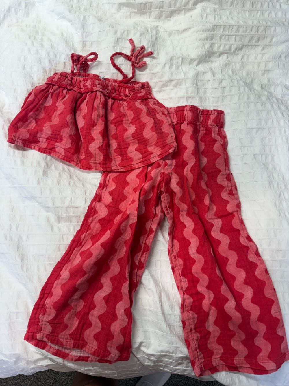 Old Navy Pink & Red Wavy-Print Kids Two-Piece Set